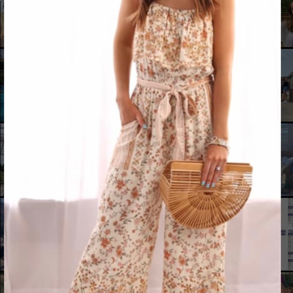 American Eagle floral cropped jumpsuit NWOT